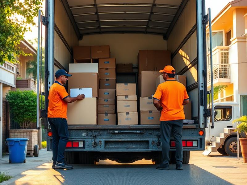 Nhân viên đang bốc xếp hàng hoá